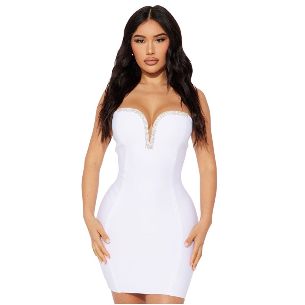 Fashion Nova White Embellished Mini Dress